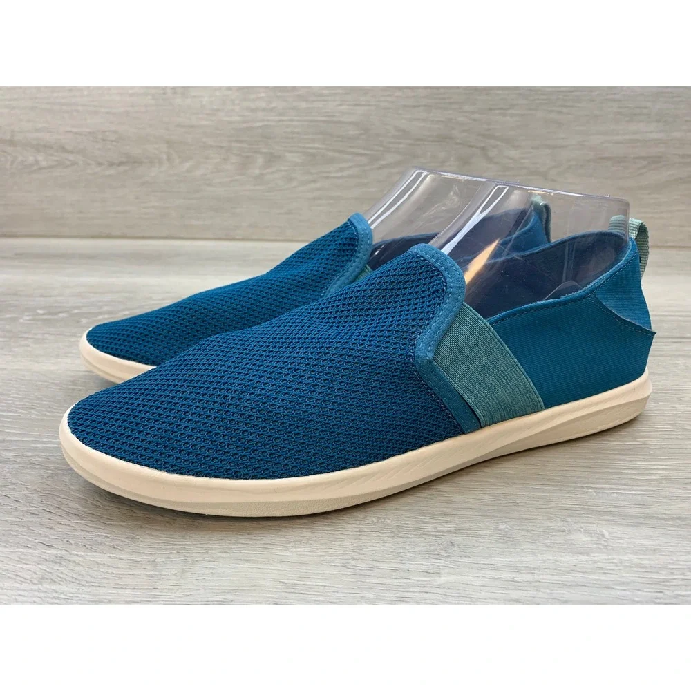 OluKai Hale'Iwa Women's Blue Mesh Slip On Sneakers 10 Drop-In Heel Shoes